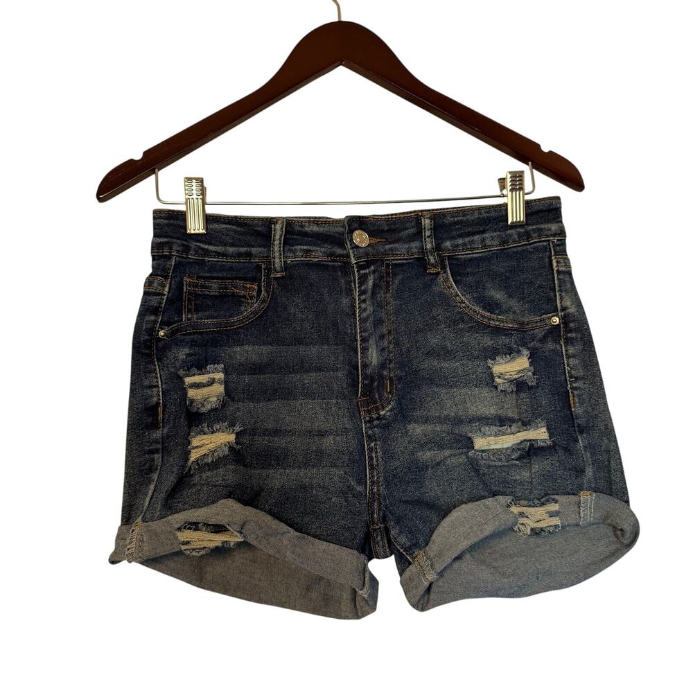 NWOT Women's Size Medium Y2K Western Medium Wash Destressed Jean Shorts